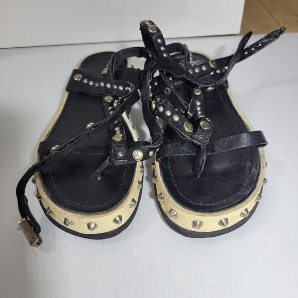 A.S.98 metal rock stud leather wrap platform sandals size 7 - Picture 3 of 12